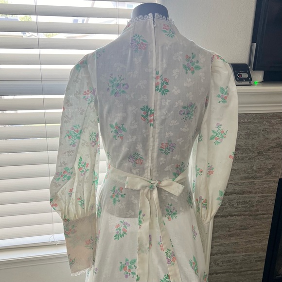 Vintage 1970’s Hippy Prairie Gunne Sax Style Long Sleeve Lace Maxi Dress - Picture 5 of 12